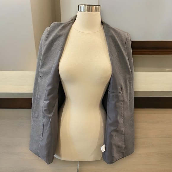 Caslon Wool Tweed Blazer Jacket In Grey Size 4 Petite - Picture 14 of 15